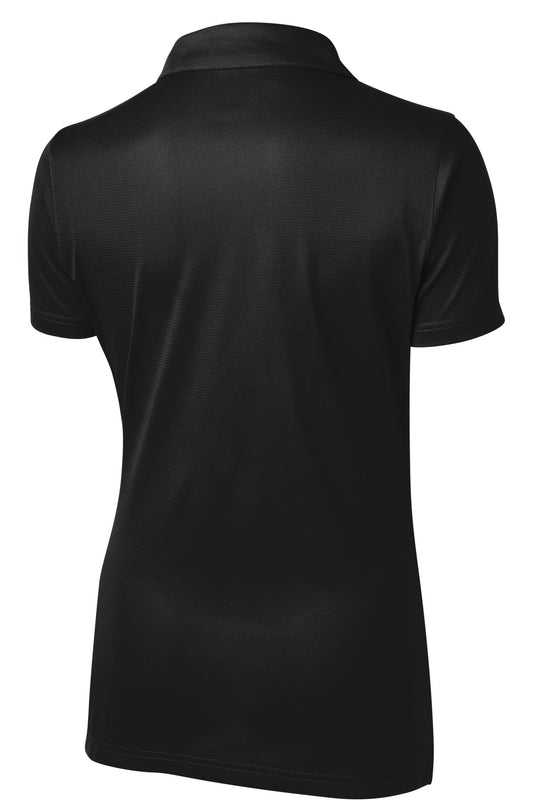 Rear View of Black Sport-Tek Women's PosiCharge Active Textured Polo. LST690
