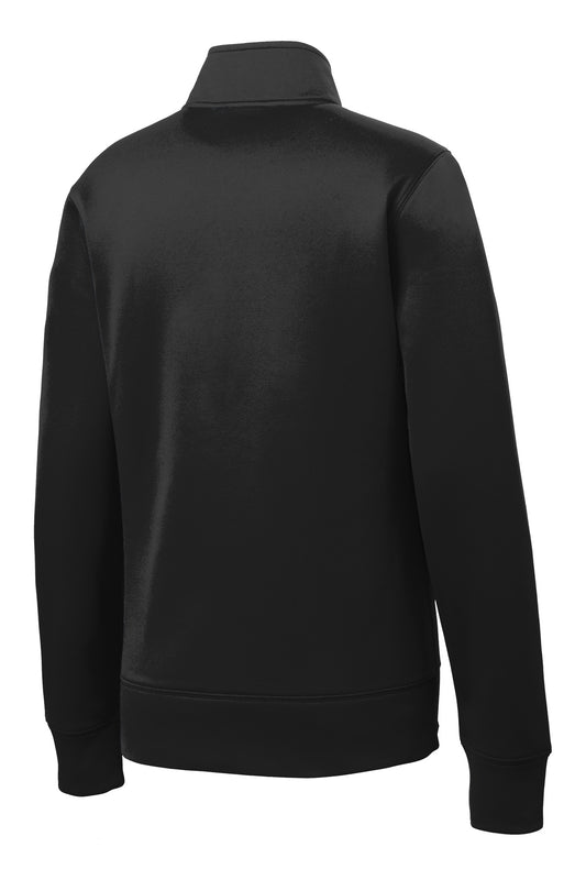 Rear View of Black Sport-Tek Women's Sport-Wick Fleece Full-Zip Jacket. LST241