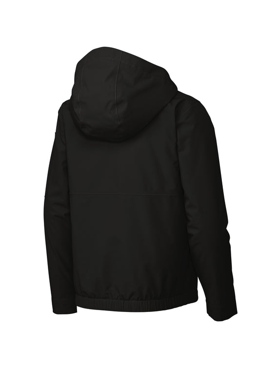 Rear View of Black Sport-Tek Youth Waterproof Insulated Jacket YST56