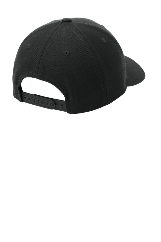 Rear View of Black Sport-Tek YP Classics Curve Bill Snapback Cap. STC43