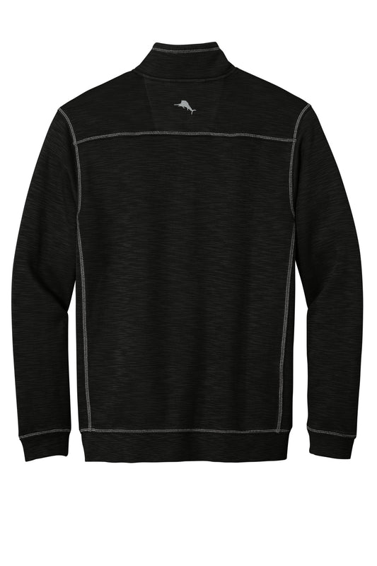Rear View of Black Tommy Bahama Tobago Bay 1/2-Zip ST226342TB