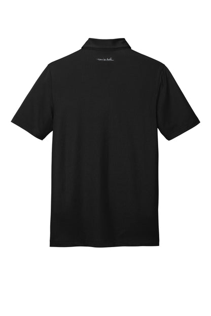 Rear View of Black TravisMathew Cabana Chest Stripe Polo. TM1MU416