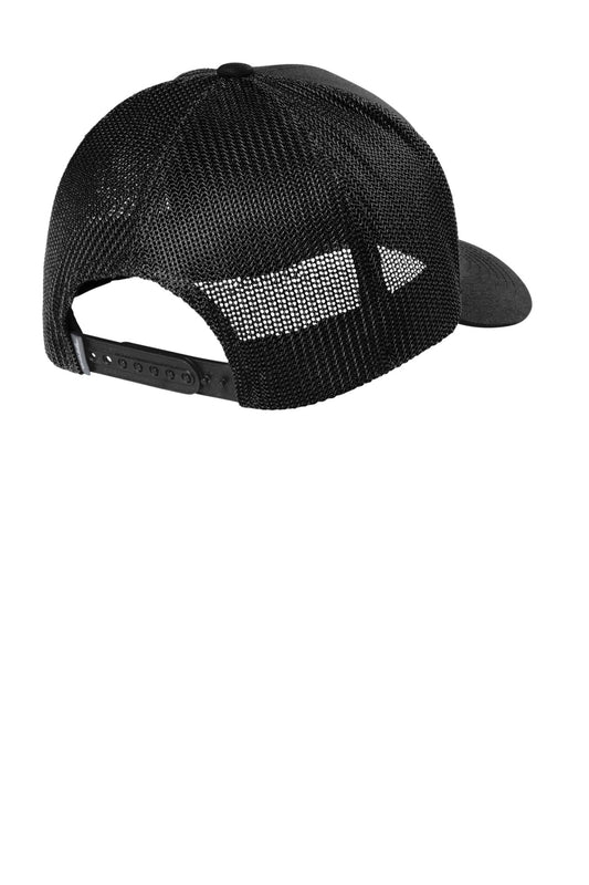 Rear View of Black TravisMathew Cruz Trucker Cap. TM1MU423