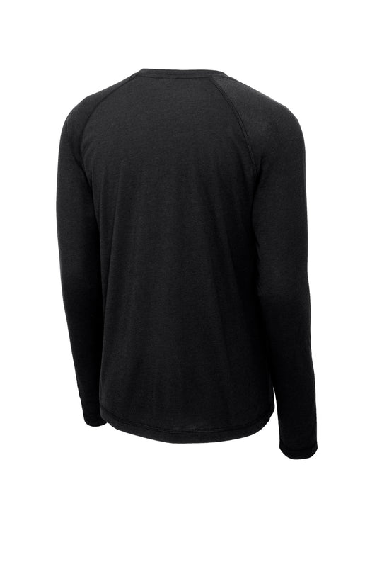 Rear View of Black Triad So Sport-Tek PosiCharge Long Sleeve Tri-Blend Wicking Raglan Tee ST400LS