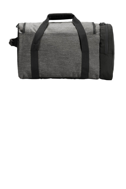 Rear View of Black Tw He/Bk New Era Legacy Duffel. NEB800