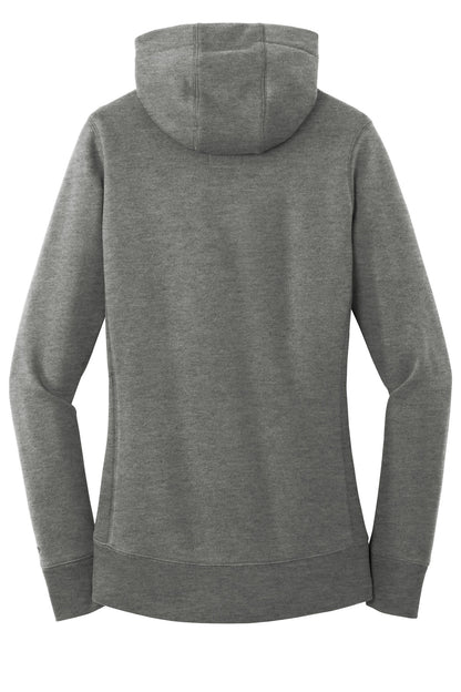 Rear View of Black Twist New Era Women's French Terry Pullover Hoodie. LNEA500