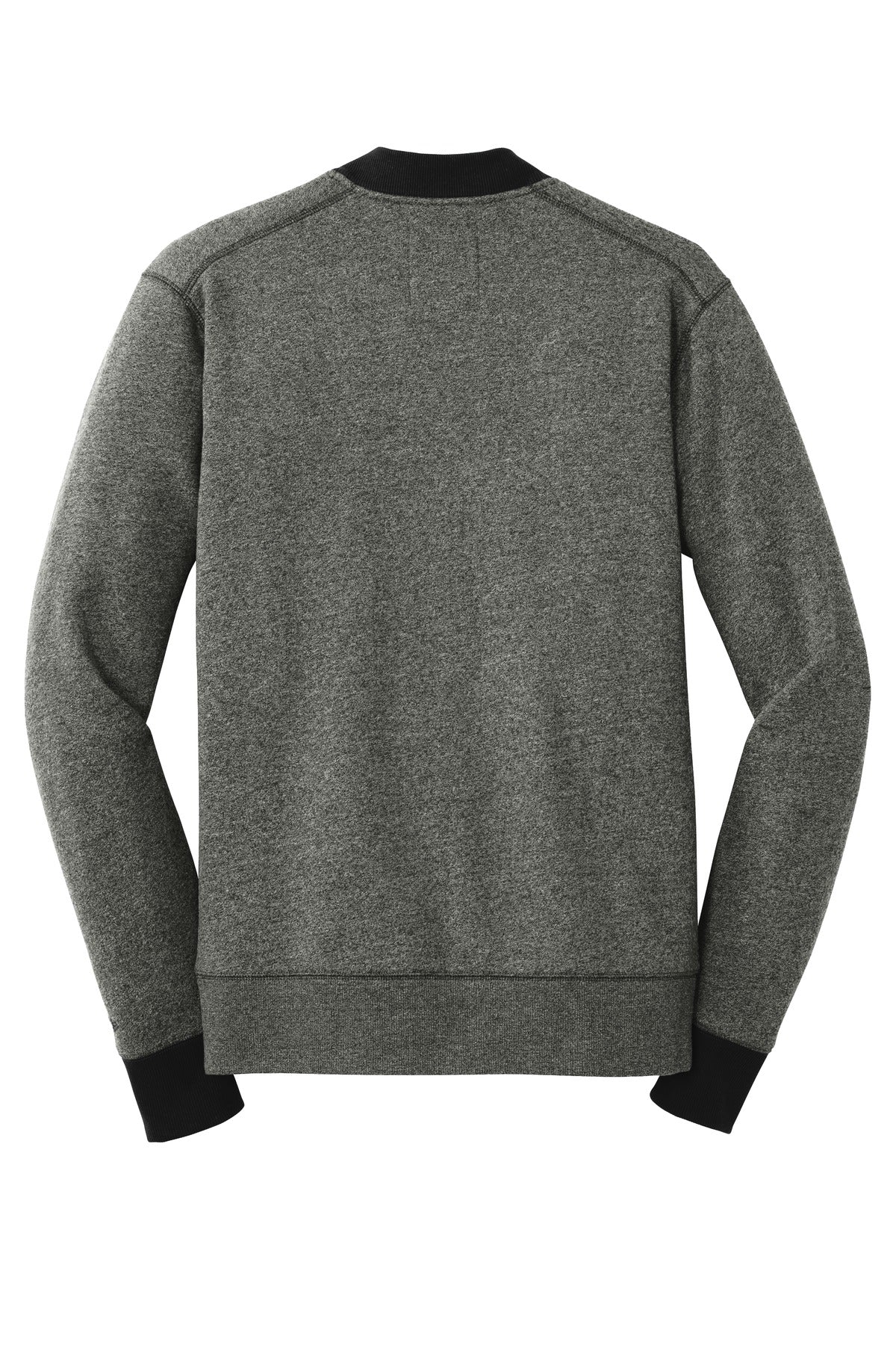 Rear View of Black Twist/Bk New Era French Terry Baseball Full-Zip. NEA503