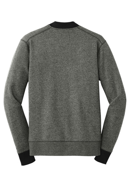 Rear View of Black Twist/Bk New Era French Terry Baseball Full-Zip. NEA503