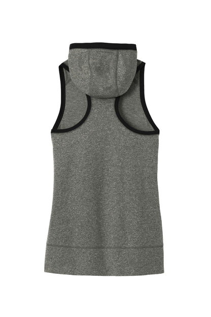 Rear View of Black Twist/Bk New Era Women's Heritage Blend Hoodie Tank. LNEA106