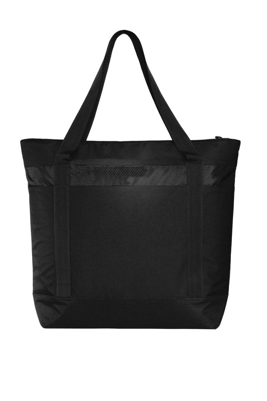 Rear View of Black/Black Port Authority Large Tote Cooler. BG527