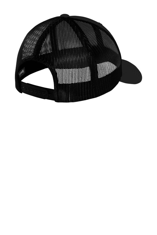 Rear View of Black/Black Sport-Tek YP Classics Retro Trucker Cap. STC39