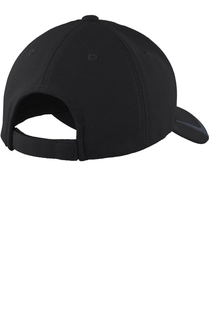 Rear View of Black/Graphite Sport-Tek Pique Colorblock Cap. STC24