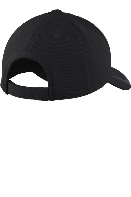 Rear View of Black/Graphite Sport-Tek Pique Colorblock Cap. STC24