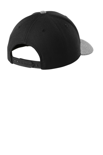 Rear View of Black/Grey Hth Sport-Tek YP Classics Curve Bill Snapback Cap. STC43