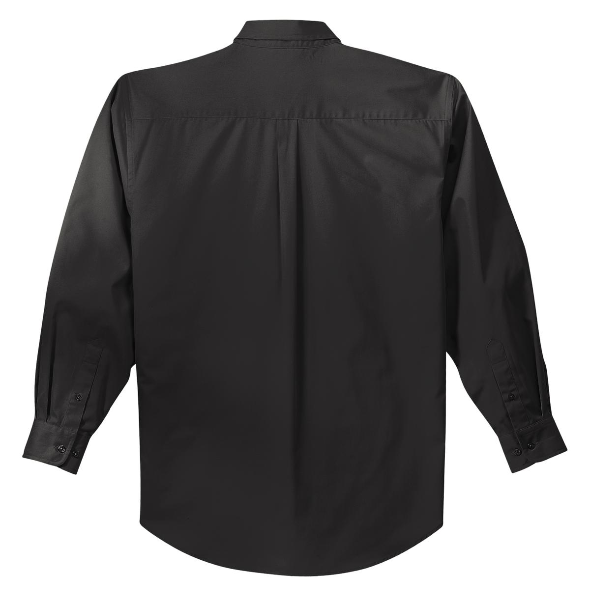 Rear View of Black/Lt Stone Port Authority Extended Size Long Sleeve Easy Care Shirt S608ES