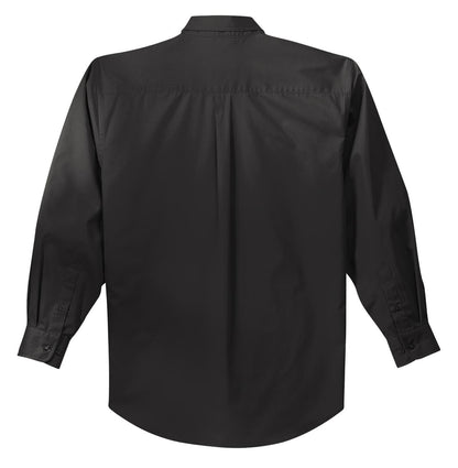 Rear View of Black/Lt Stone Port Authority Extended Size Long Sleeve Easy Care Shirt S608ES