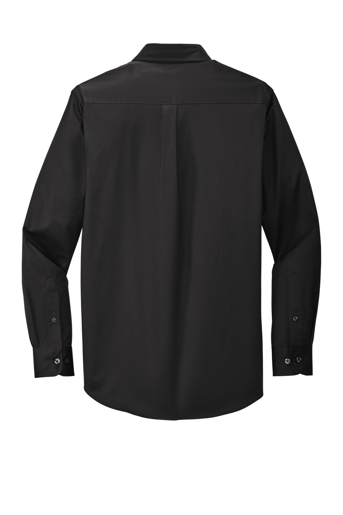 Rear View of Black/Lt Stone Port Authority Extended Size Long Sleeve Easy Care Shirt S608ES