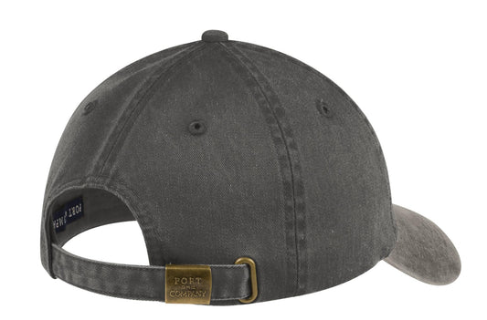 Rear View of Black/Pebble Port & Company -Two-Tone Pigment-Dyed Cap. CP83