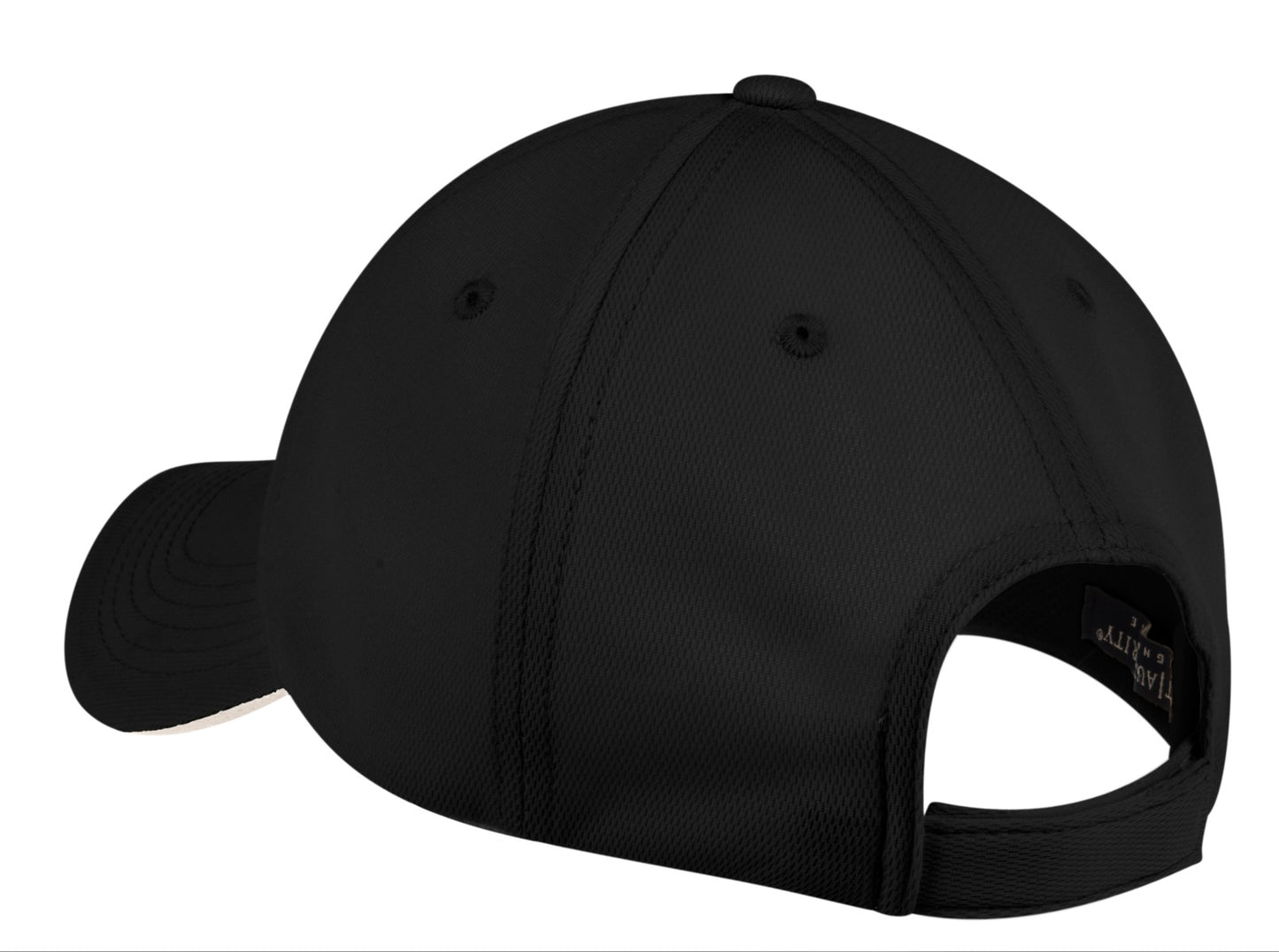 Rear View of Black/Stone Port Authority Dry Zone Cap. C838