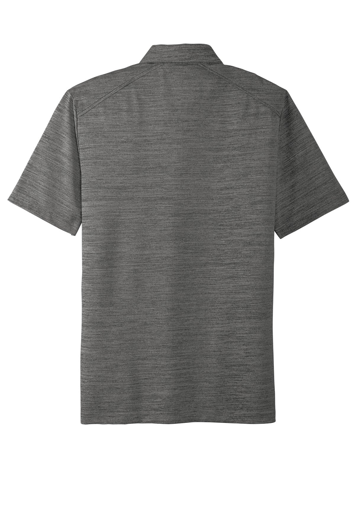 Rear View of Black/Thndr Gy Port Authority Stretch Heather Polo K583