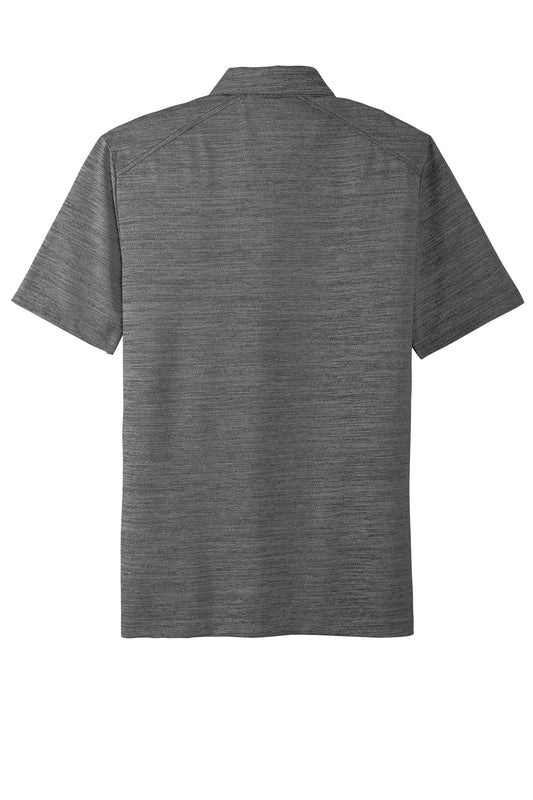 Rear View of Black/Thndr Gy Port Authority Stretch Heather Polo K583