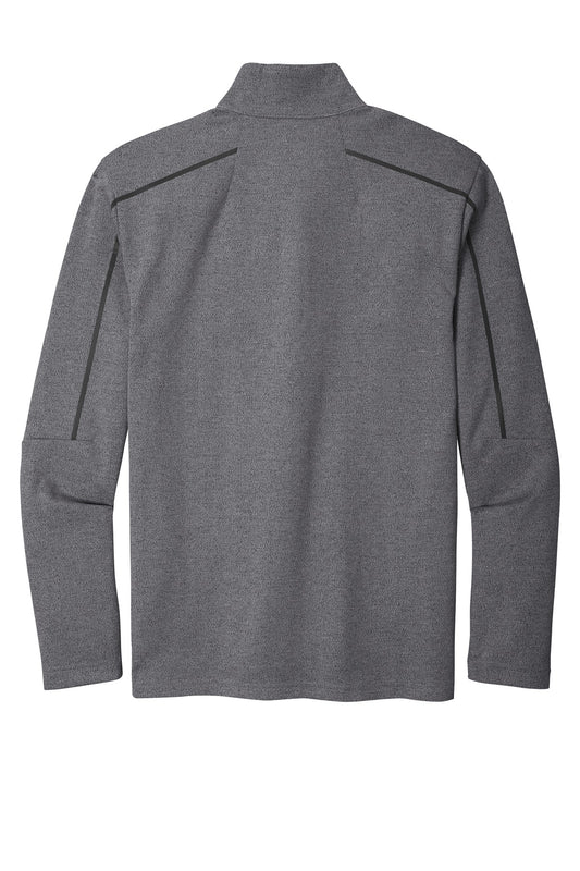 Rear View of Blacktop Hthr OGIO Transition 1/4-Zip. OG821