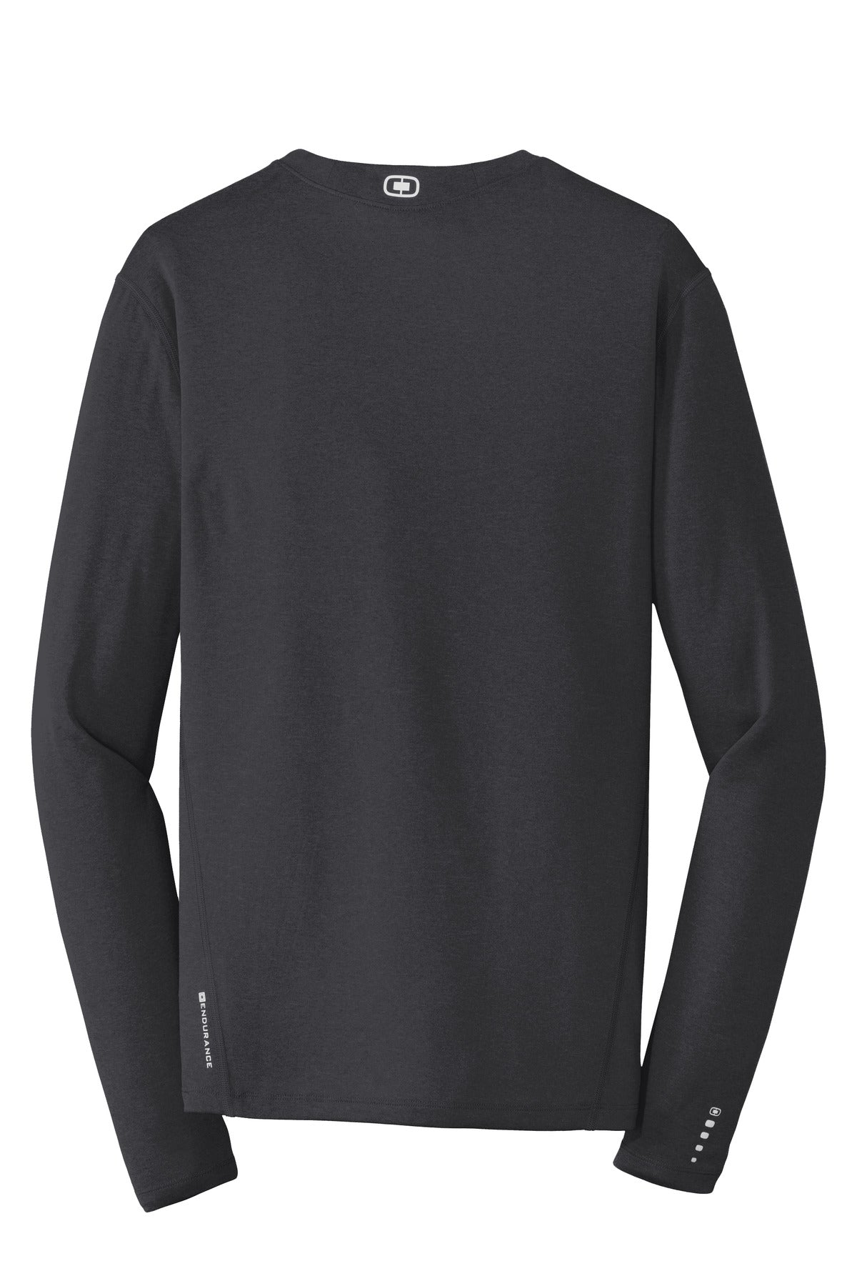 Rear View of Blacktop OGIO Long Sleeve Pulse Crew. OE321