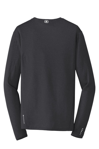 Rear View of Blacktop OGIO Long Sleeve Pulse Crew. OE321