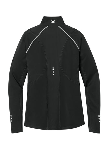 Rear View of Blacktop OGIO Women's Nexus 1/4-Zip Pullover. LOE335