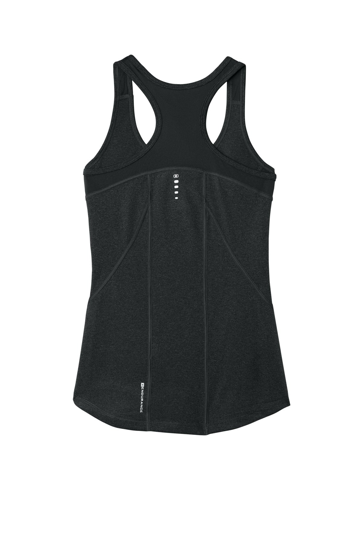 Rear View of Blacktop OGIO Women's Racerback Pulse Tank. LOE322