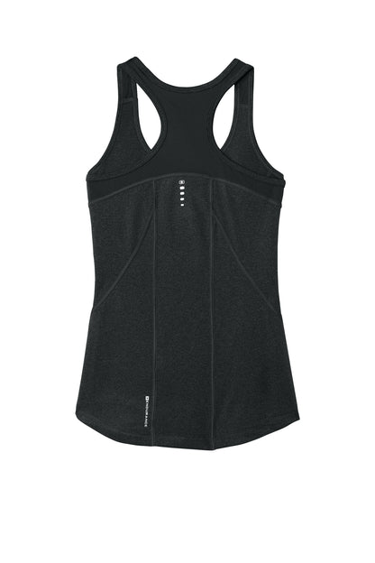 Rear View of Blacktop OGIO Women's Racerback Pulse Tank. LOE322