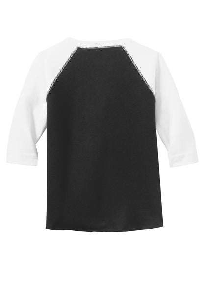 Rear View of Black/White DISCONTINUED Rabbit Skins Toddler Baseball Fine Jersey Tee. RS3330