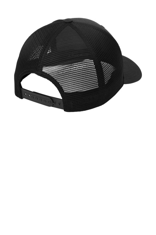 Rear View of Blk/Blk Port Authority Flexfit 110 Mesh Cap C110