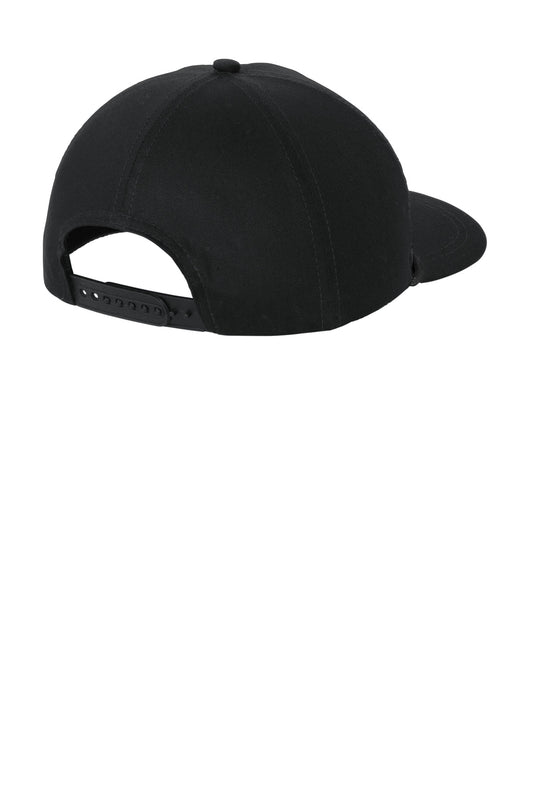Rear View of Blk/Blk Port Authority Snapback Five-Panel Rope Cap C962