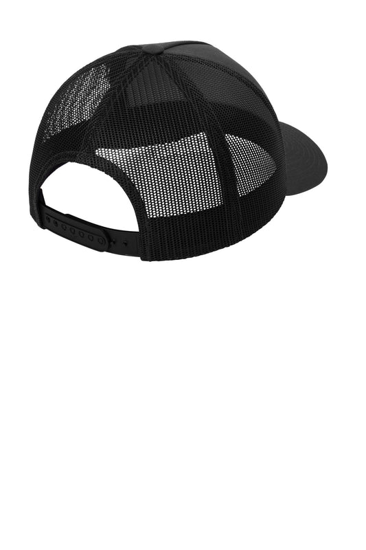 Rear View of Blk/Blk Sport-Tek YP Classics Retro Trucker 5-Panel Cap STC54