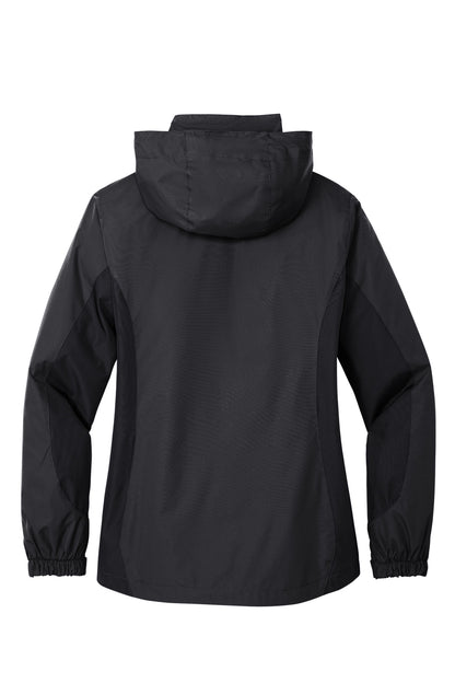 Rear View of Blk/Blk/Mag Gy Port Authority Women's Colorblock 3-in-1 Jacket. L321