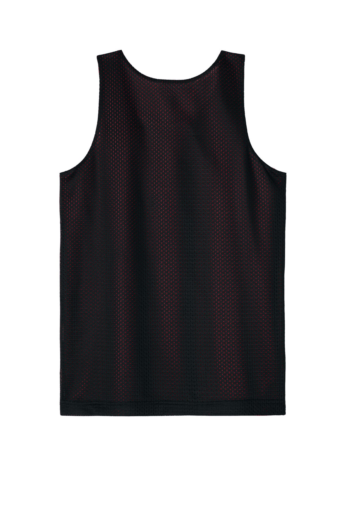 Rear View of Blk/DpRed Sport-Tek Youth PosiCharge Reversible Mesh Tank YST5000