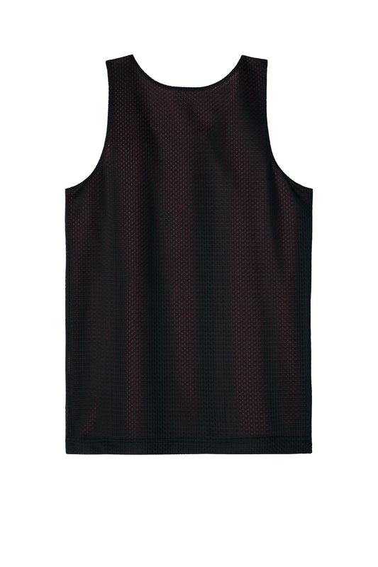Rear View of Blk/DpRed Sport-Tek Youth PosiCharge Reversible Mesh Tank YST5000