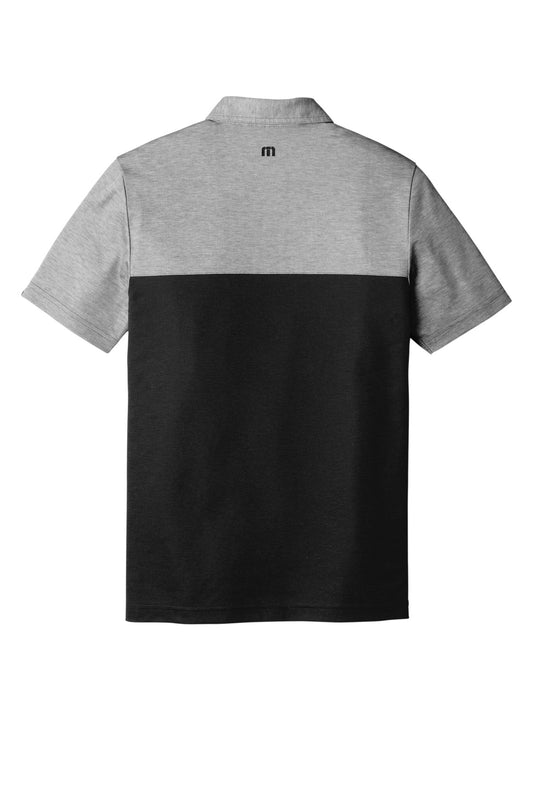 Rear View of BlkHth/Blk TravisMathew Oceanside Blocked Polo. TM1MU414