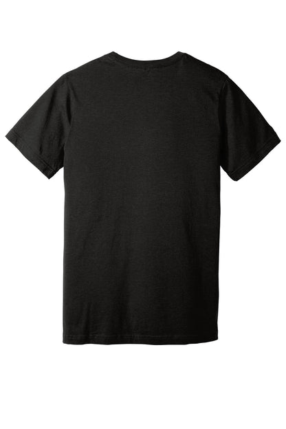 Rear View of BlkHthr BELLA+CANVAS Unisex Heather CVC V-Neck Tee BC3005CVC