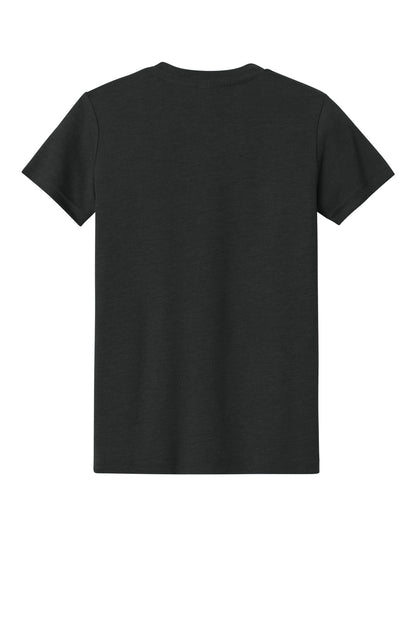 Rear View of BlkHthr BELLA+CANVAS Youth Heather CVC Tee BC3001YCVC