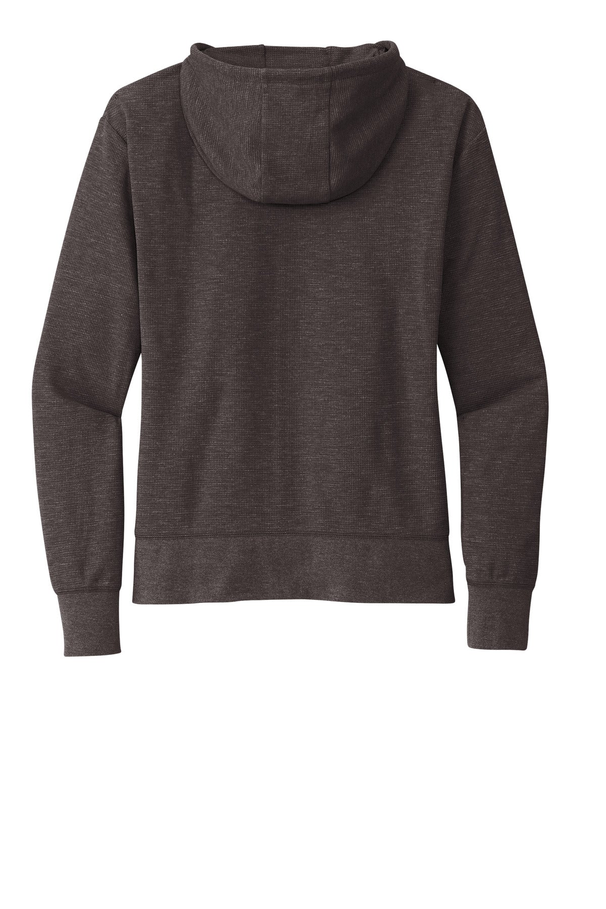 Rear View of BlkHthr New Era Women's Thermal Full-Zip Hoodie LNEA141
