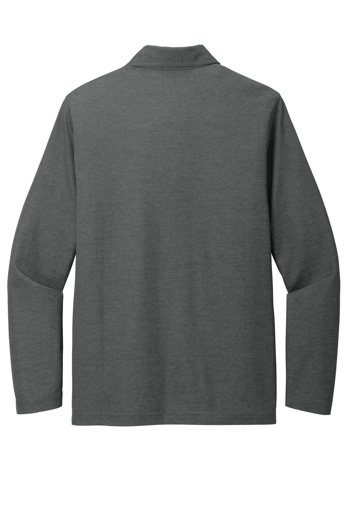 Rear View of BlkHthr TravisMathew Oceanside Heather Long Sleeve Polo TM1MZ343