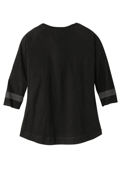 Rear View of BlkSld/Gph New Era Women's Tri-Blend 3/4-Sleeve Tee LNEA136