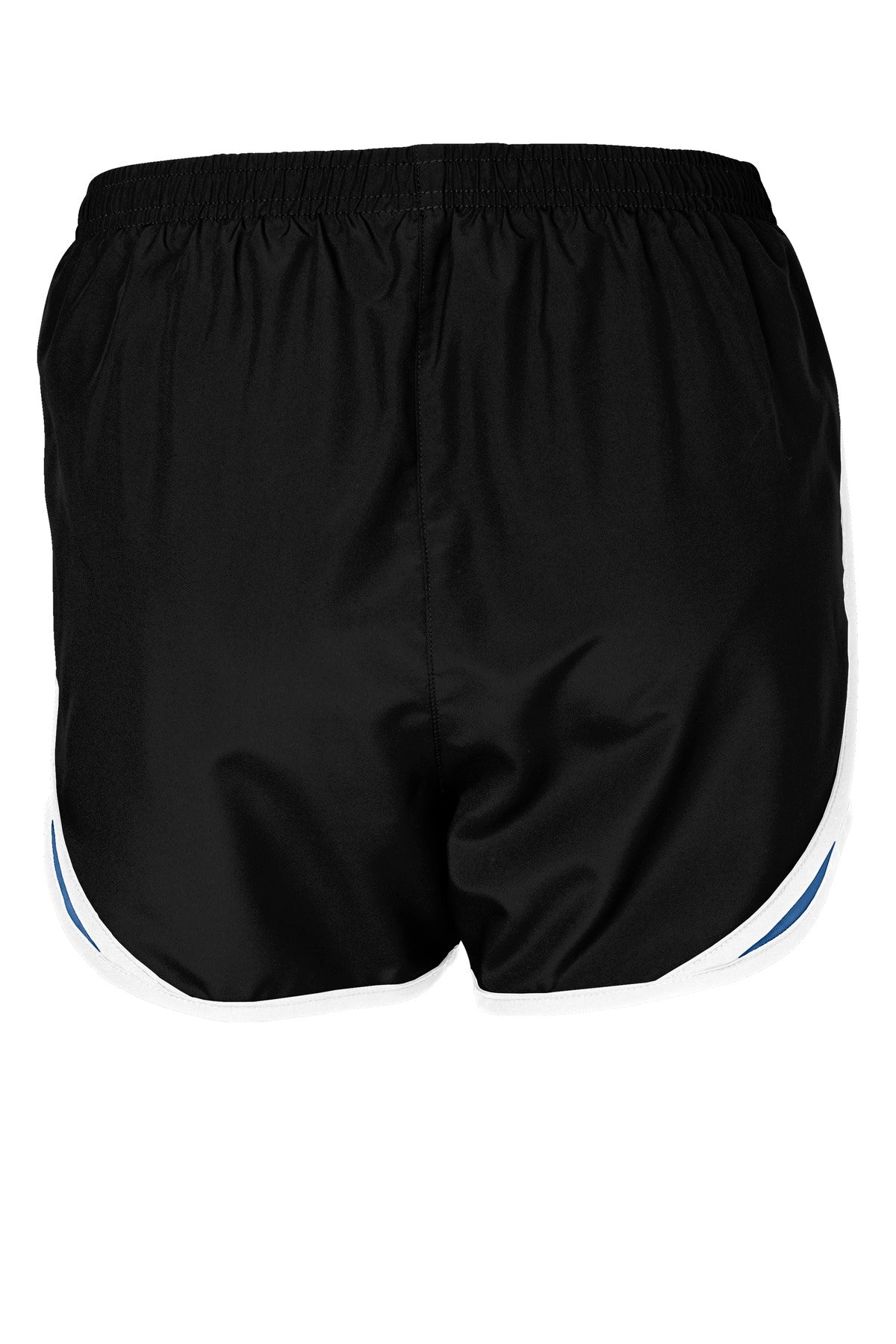 Rear View of Blk/TrRoyl/Wht Sport-Tek Women's Cadence Short. LST304
