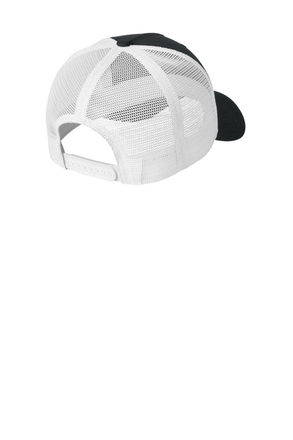 Rear View of Blk/White Nike Snapback Mesh Trucker Cap NKFN9893