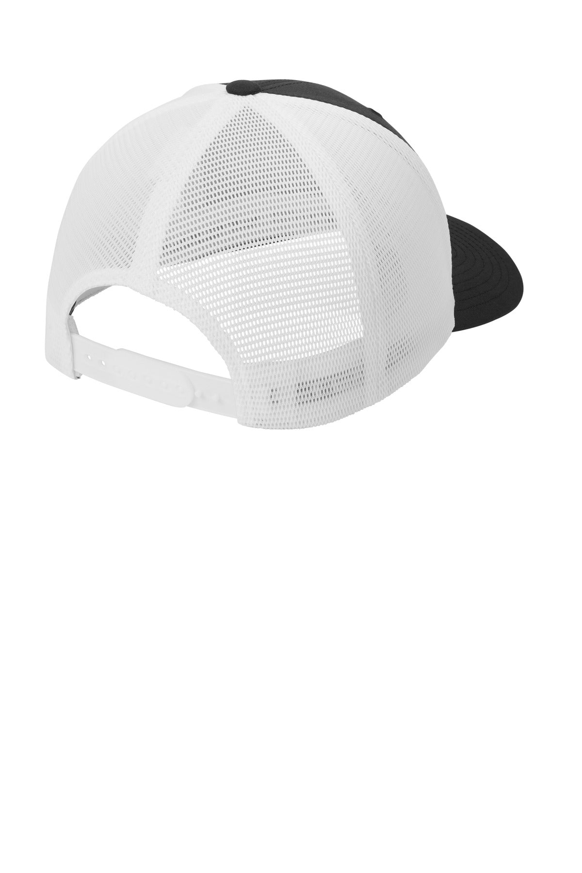 Rear View of Blk/White Port Authority Flexfit 110 Mesh Cap C110
