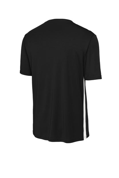 Rear View of Blk/White Sport-Tek Competitor United V-Neck ST101