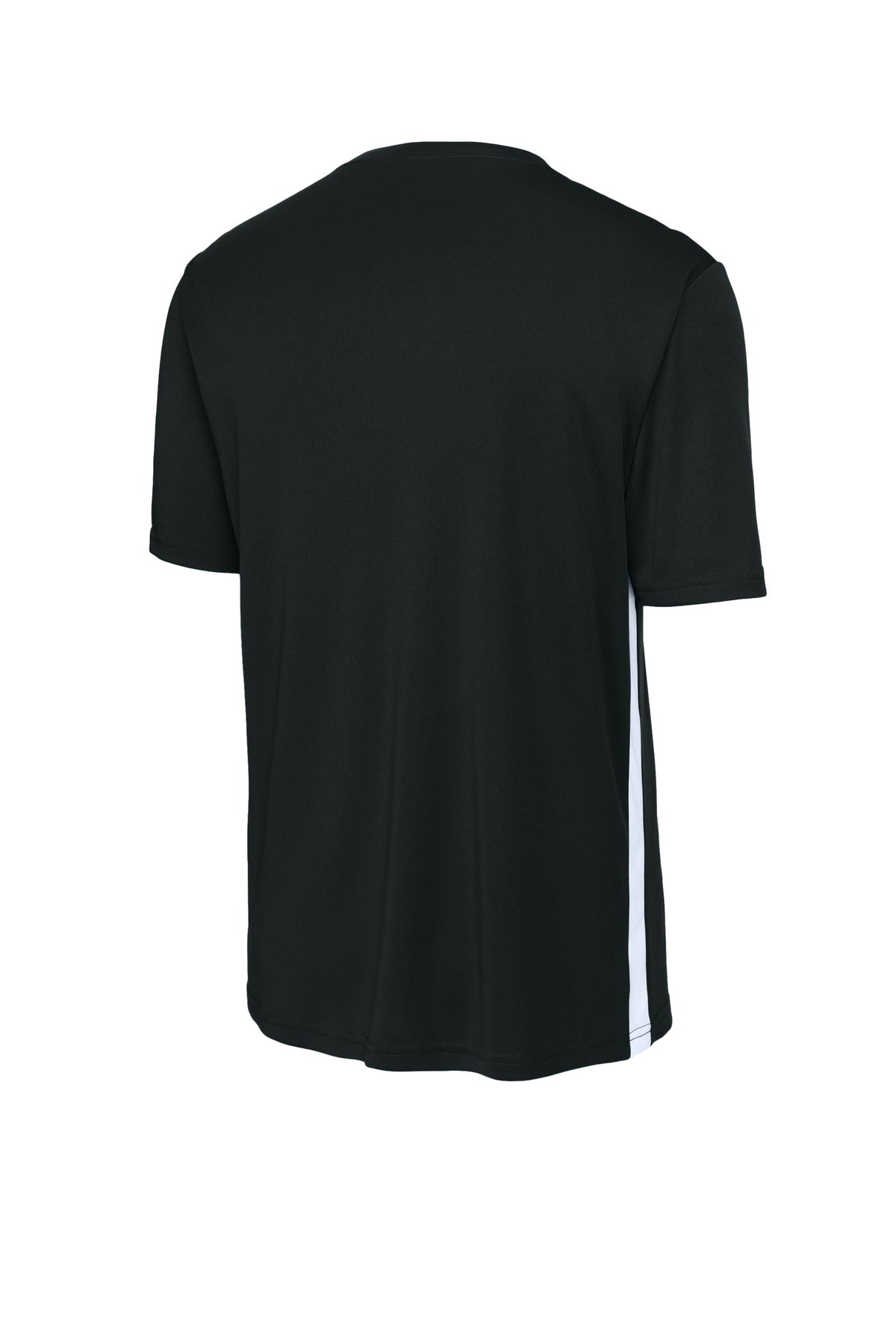 Rear View of Blk/White Sport-Tek Competitor United V-Neck ST101