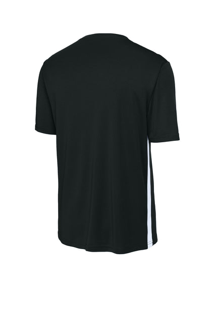 Rear View of Blk/White Sport-Tek Competitor United V-Neck ST101